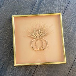 Gold Framed Wheat and Wicker Art Decor Piece